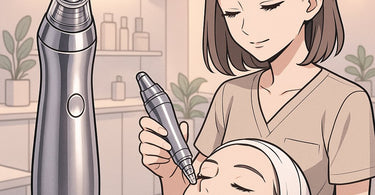 Professional using pore vacuum suction device during facial treatment