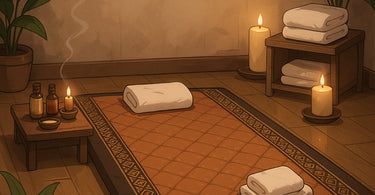 Professional Thai massage mat in use during spa treatment showing proper positioning and technique