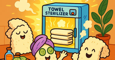 Professional towel sterilizer cabinet for spas and salons with clean folded towels inside