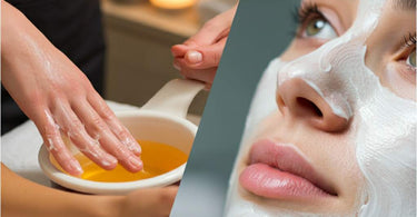 Paraffin treatment and moisturizing mask application in a spa setting