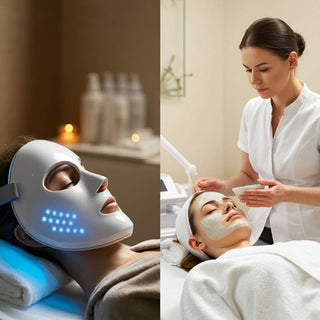 LED facial mask and traditional facial comparison