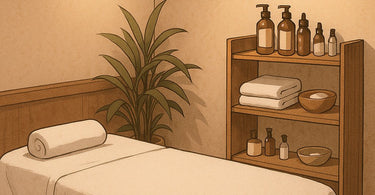 Massage therapist discussing treatment options with client in spa setting