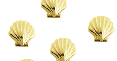 Gold shell nail charms in 3D design