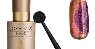 Joya Mia Halo Magnetic LED/UV Gel Polish in shade JMH-24 showing stunning cat-eye effect on nails