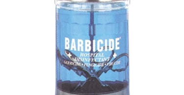 King Research Barbicide Midsize Mani Jar 21 oz on a professional nail station ready for use