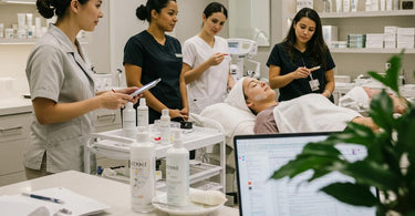 Spa professionals engaging in a training session, highlighting the importance of continuing education in the beauty industry.