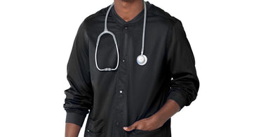 Landau Proflex Men's Black Warm-Up Jacket for spa and salon professionals
