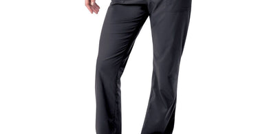 Landau Proflex Women's Straight-Leg Cargo Scrub Pants in Graphite color shown on a professional in a spa setting