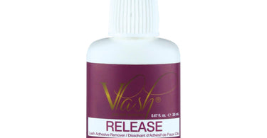 VLash Release Remover alongside lash extension strips in a professional salon setting