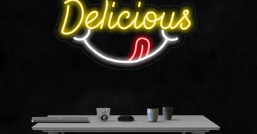 LED Flex Neon Sign - Delicious in vibrant pink, perfect for spas and salons