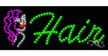 LED Sign - Hair / 11H x 27W x 1D for salon and barber shop window display