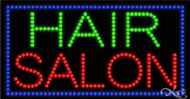 Bright and modern LED Hair Salon sign glowing with white light, perfect for a professional salon or barber shop window.