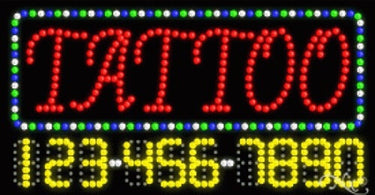LED Sign Tattoo 17x32 inches for salon studio wall decor Pure Spa Direct