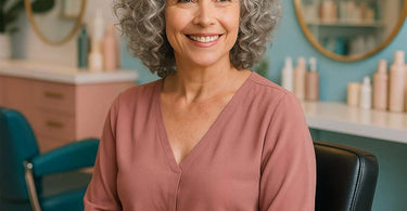 Stylish gray hair with voluminous perm curls, showcasing low-maintenance glam