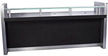 LOX 8 foot reception desk for spas and salons in modern gray finish with dual height design