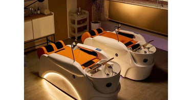 Luxurious Salon Spa Setting with Japanese Head Spa and Shampoo Bed