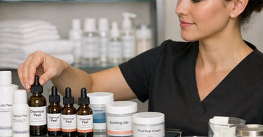Serene spa treatment with professional managing client comfort during high-active chemical exfoliation service