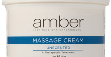 Amber Products Unscented Massage Cream - 8 oz for professional spa use