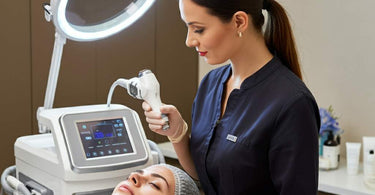 Microdermabrasion machine used in a spa setting