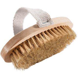 Natural bristle body brush for dry brushing