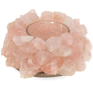 Nature's Artifacts Rose Quartz Lotus Candle Holder