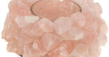 Nature's Artifacts Rose Quartz Lotus Candle Holder