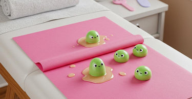 Miss Cire Pink Pre-Cut Waxing Paper rolls displayed neatly on a spa table