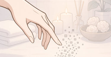 Woman enjoying a digital declutter service during her manicure in a modern spa setting