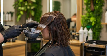 Organic hair color application in a salon setting