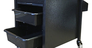 Pedicure Accessory Trolley by Continuum filled with professional nail care products and tools