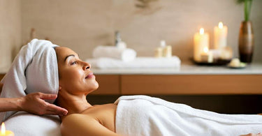 Middle-aged woman receiving a relaxing spa massage during perimenopause.