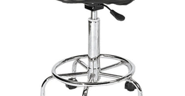 Premium Saddle Seat Lever Stool Black in a modern salon setting