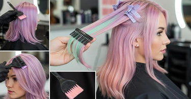 Salon professional applying pastel hair color to a client's hair