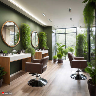 Relaxing Hair Salon with Greenery and Comfortable Furniture