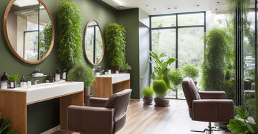 Relaxing Hair Salon with Greenery and Comfortable Furniture