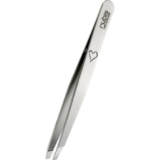 Rubis stainless steel tweezers with slanted tip, 3.75 inches, perfect for spa and salon professionals