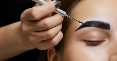 Professional eyebrow tinting at a salon using a brow tint kit