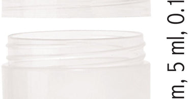 Sample jar and threaded cap, natural 5-gram capacity