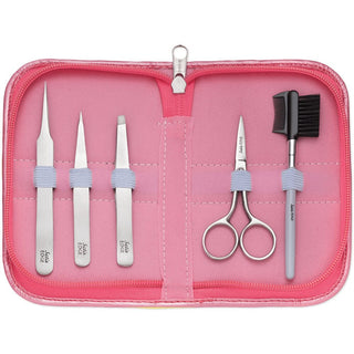 Satin Edge 5-Piece Eyebrow Set showcasing precision tools for professional brow grooming