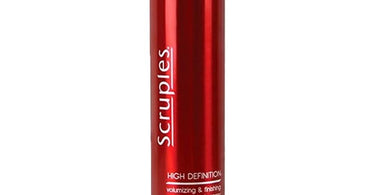Scruples High Definition Volumizing & Finishing Hairspray bottle with salon background