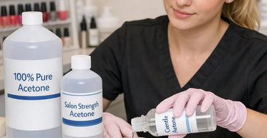Selecting the right strength of acetone for sensitive skin clients in a professional nail salon setting with gentle formula bottle