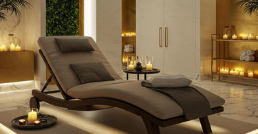 Luxurious spa loungers in a serene relaxation room setting