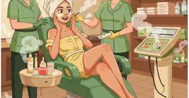 Spa client enjoying multiple beauty treatments after waxing service