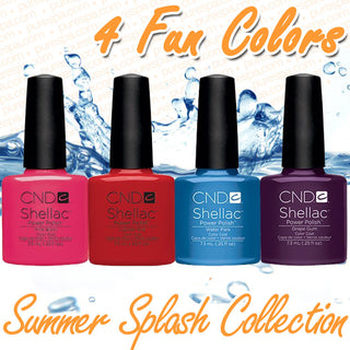 CND Shellac 2013 Summer Splash Collection Set / 4 Fun Colors: Grape Gum + Lobster Roll + Water Park + Pink Bikini