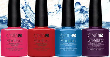 CND Shellac 2013 Summer Splash Collection Set / 4 Fun Colors: Grape Gum + Lobster Roll + Water Park + Pink Bikini