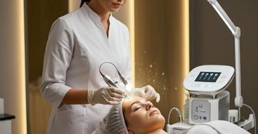 Galvanic facial machine enhancing skincare treatment