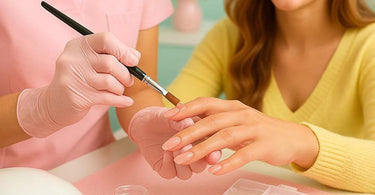 Professional soft gel nail kit with polish bottles, brushes, and tools for flawless nail services