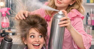 A compassionate hairstylist consulting with a client about hair thinning solutions in a modern salon setting