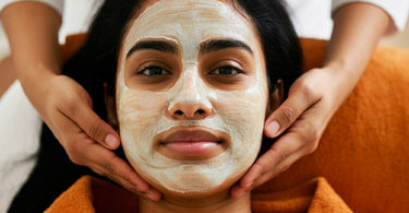 Spa client receiving a relaxing facial treatment