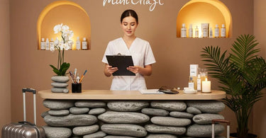 Spa owner looking over a beautiful, serene treatment room with luxurious amenities